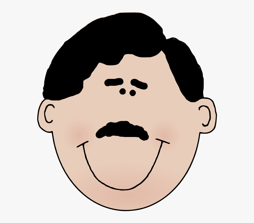 Father Cartoon Black Hair , Png Download - Man Face With Mustache