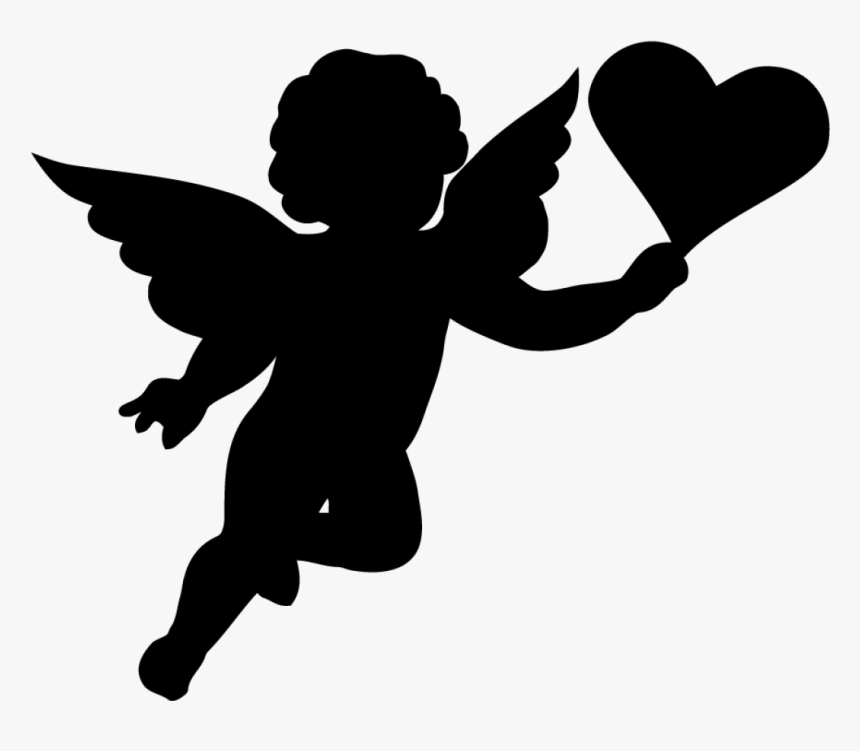 Transparent Cupid Clipart Black And White - Flying Baby Angel Silhouette, HD Png Download, Free Download