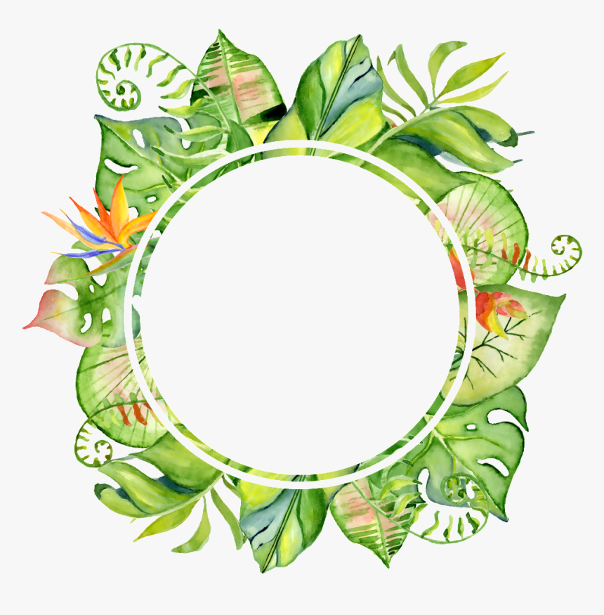 Hand Painted Original Leaf Frame Png Transparent - Leaf Border Watercolor Png, Png Download, Free Download