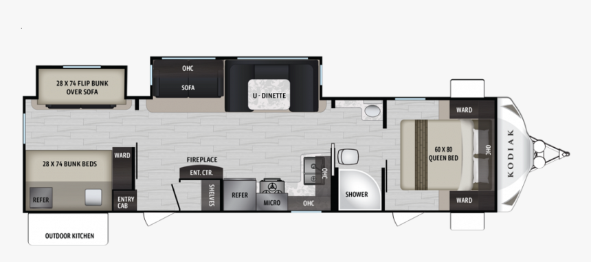 Floorplan - Kodiak Ultra Lite Campers, HD Png Download, Free Download