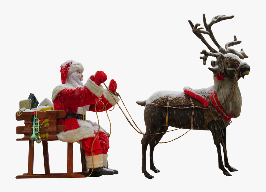 Santa Claus And Reindeer Png, Transparent Png, Free Download