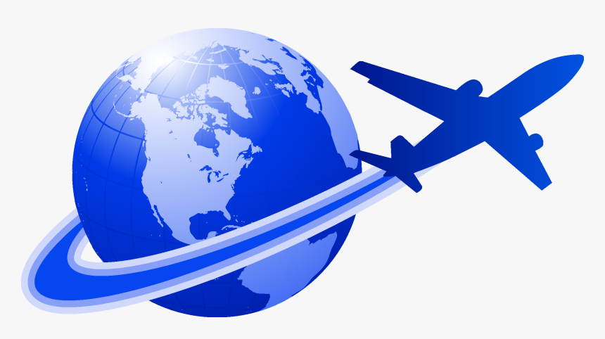 Clipart Globe Airplane - Globe With Aeroplane Png, Transparent Png, Free Download