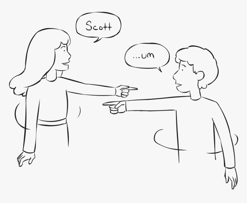 Two People Pointing To Each Other As Part Of Fast-paced - Line Art, HD ...