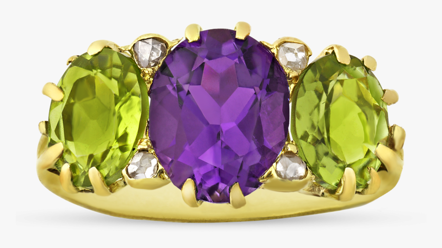 Amethyst, Peridot And Diamond Suffragette Ring, - Engagement Ring, HD Png Download, Free Download