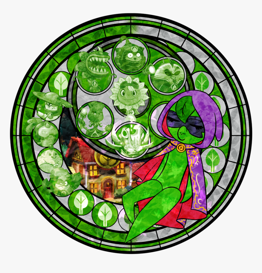 Stained Glass Green Shadow Pvzheroes Power Magic D - Circle, HD Png Download, Free Download