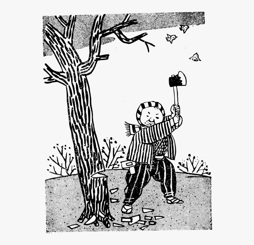 Art,monochrome Photography,carnivoran - Killing A Tree Drawing, HD Png Download, Free Download