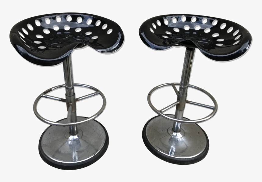 Pair Of Metal Bar Stools Chrome Adjustable Seat - Bar Stool, HD Png Download, Free Download