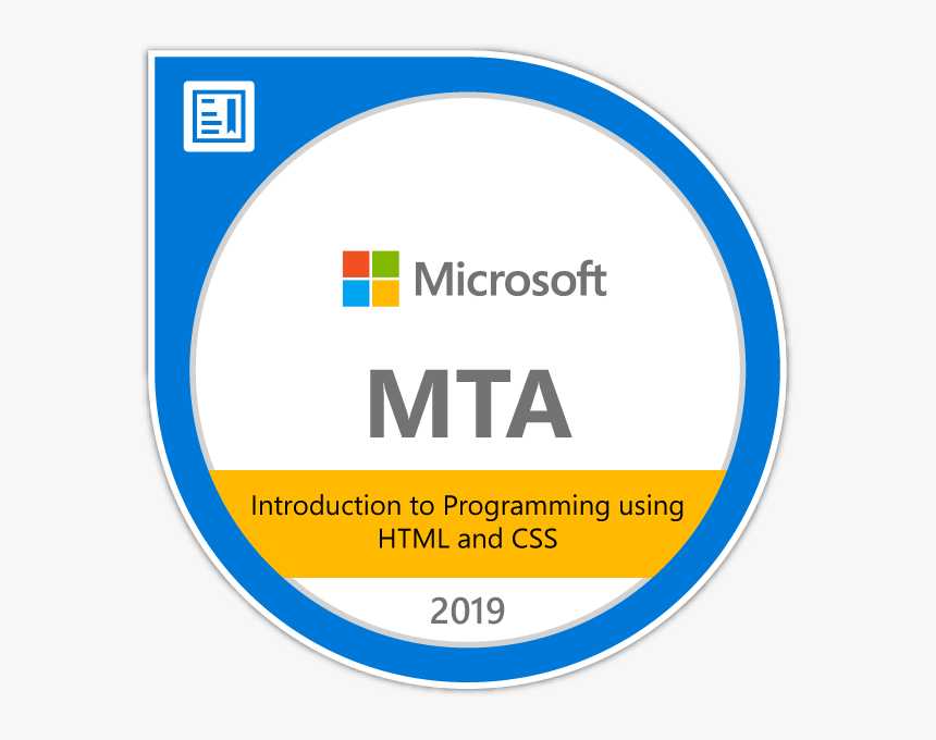 Introduction To Programming Using Html And Css - Microsoft Technology Associate Badge, HD Png Download, Free Download