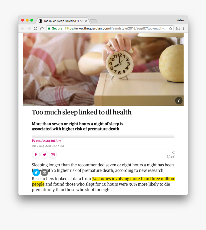 Https - //www - Theguardian - Much Sleep Linked To - Bella Durmiente Y Un Despertador, HD Png Download, Free Download