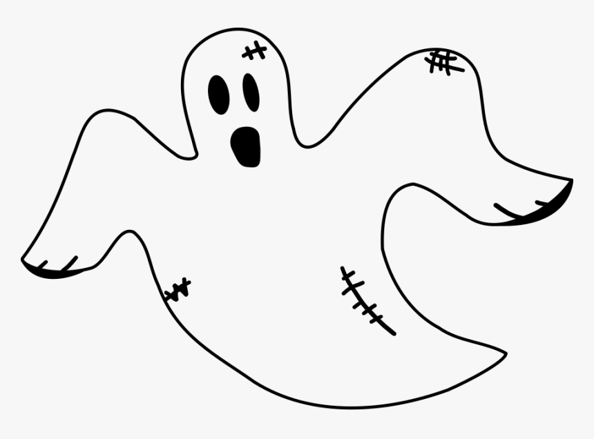 Stitched Ghost Svg Clip Arts - Ghost Clipart Black And White, HD Png Download, Free Download