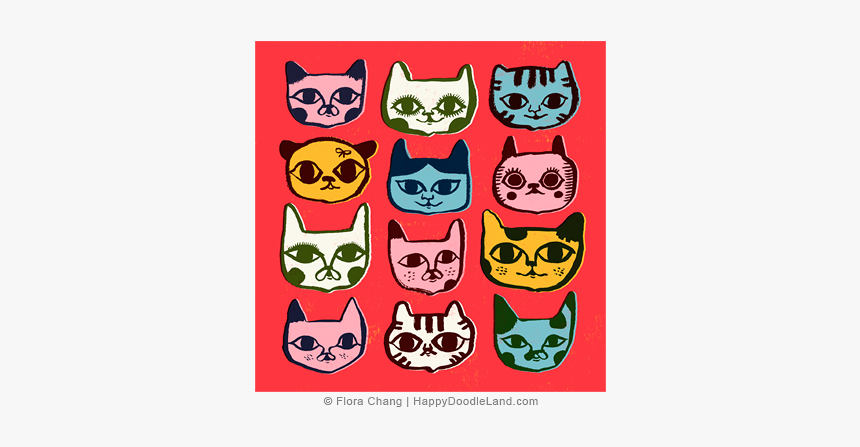 12 Kitty Faces © Flora Chang, HD Png Download, Free Download