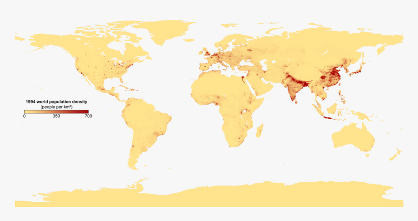 Population Density With Key - World Population Density Map, HD Png Download, Free Download