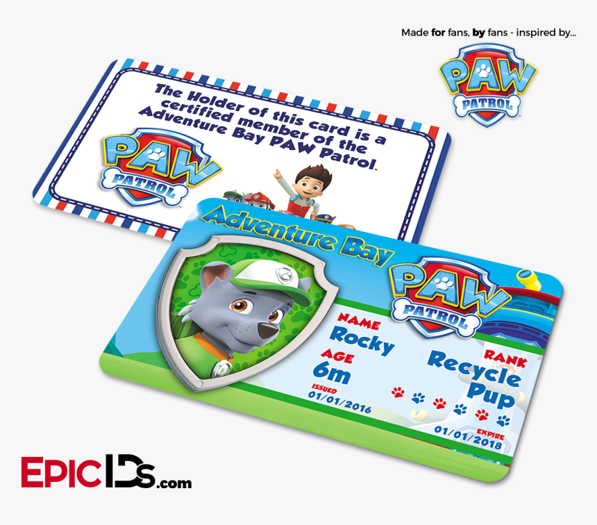 Paw Patrol Inspired Adventure Bay Paw Patrol Id Card - Paw Patrol Ryder Id, HD Png Download, Free Download