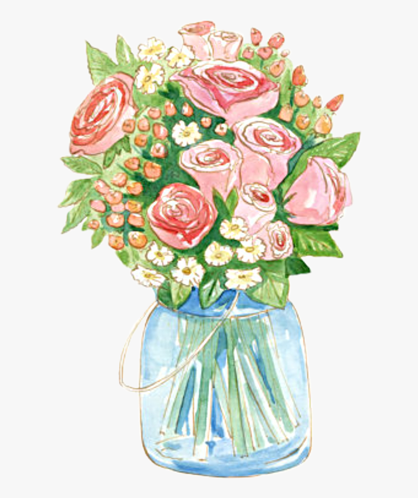 #watercolor #roses #flowers #floral #bouquet #arrangement - Flower Bouquet, HD Png Download, Free Download