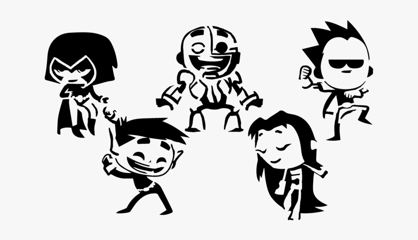 Teen Titans Black And White, HD Png Download, Free Download