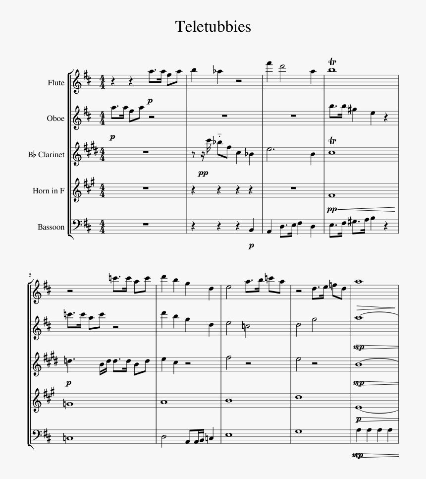 Teletubbies Theme Sheet Music, HD Png Download, Free Download