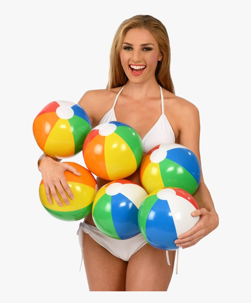 Happy Woman Holding Beach Ball Png Image - Beach Girl Png, Transparent Png, Free Download