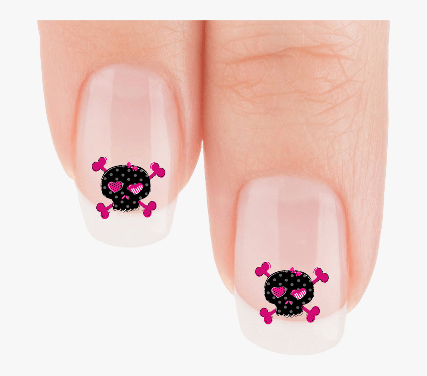 Pink Hearts Skully Nail Art Decals Now 50 More Free - Nail Art, HD Png Download, Free Download