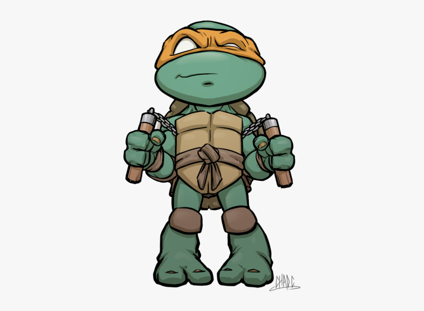 Gemaakt van aanplakbiljet leren Chibi Mikey - Michelangelo Ninja Turtle Drawing, HD Png Download - kindpng