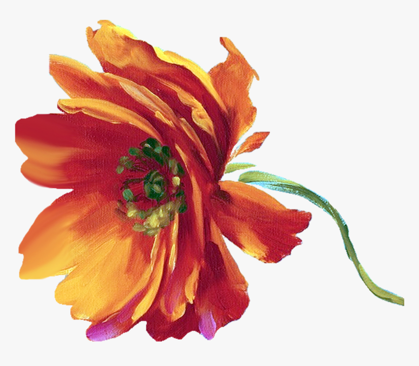 Png Painting Orange Flowers, Transparent Png, Free Download