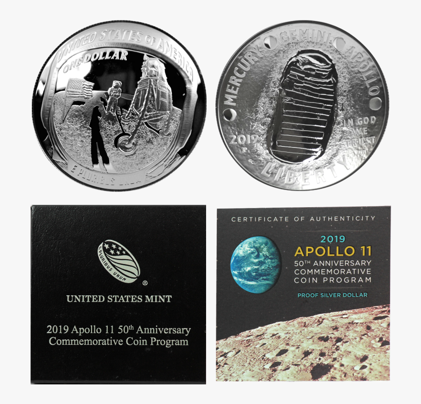 2019 Apollo 11 50th Anniversary Commemorative Silver - 2019 Apollo 11 50th Anniversary Half Dollar Set, HD Png Download, Free Download