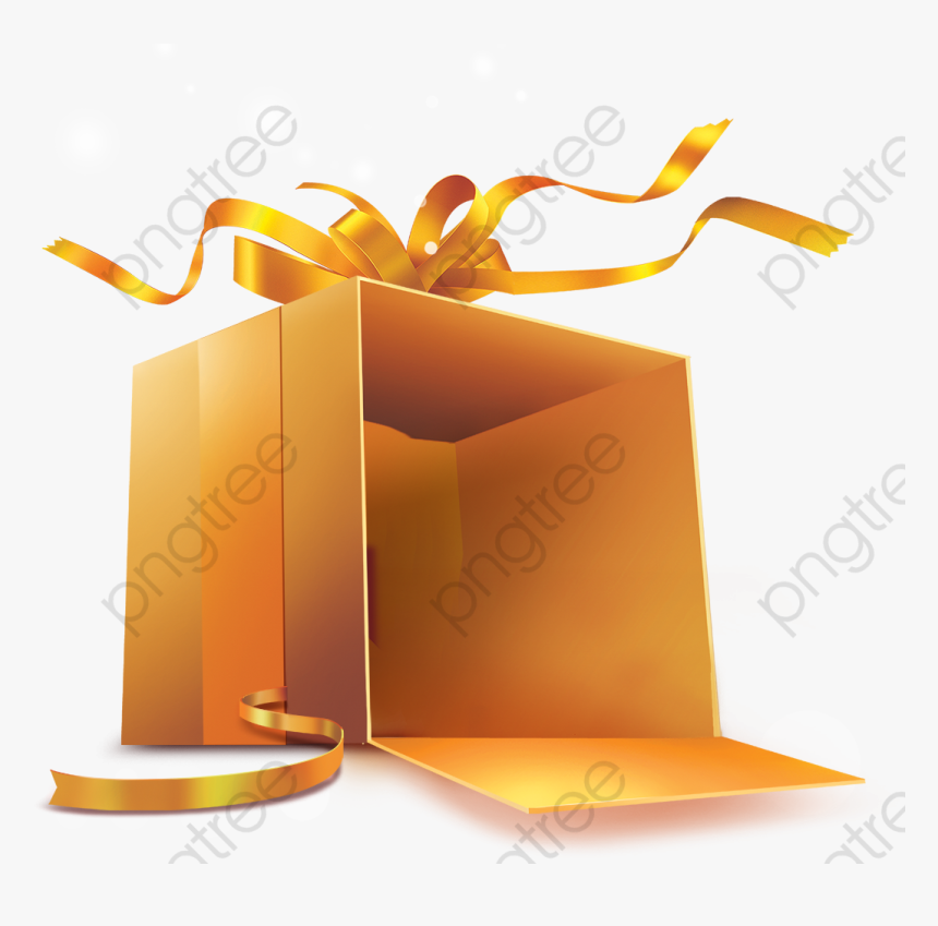 Gift Clipart Gold - Gold Gift Box Open, HD Png Download, Free Download