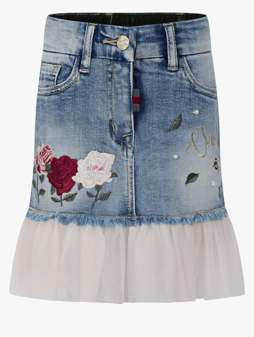 Monnalisa Denim Skirt Rose Chic, HD Png Download, Free Download