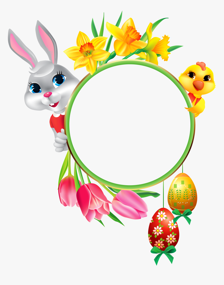 And With Easter Frame Round Chicken Egg Clipart - Easter Frames For Facebook, HD Png Download, Free Download