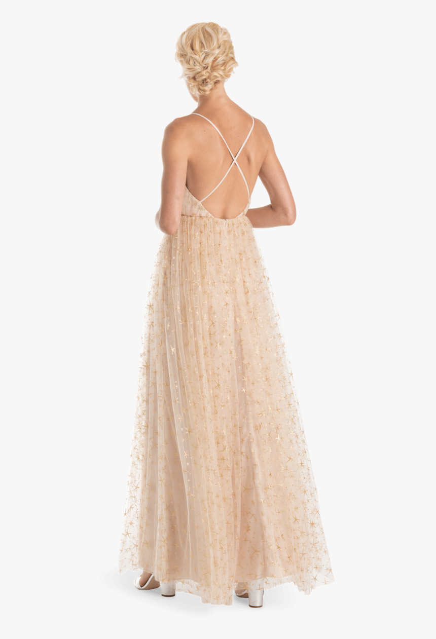 Audrey By Joanna August With Criss Cross Back In Gold - Gown, HD Png Download, Free Download