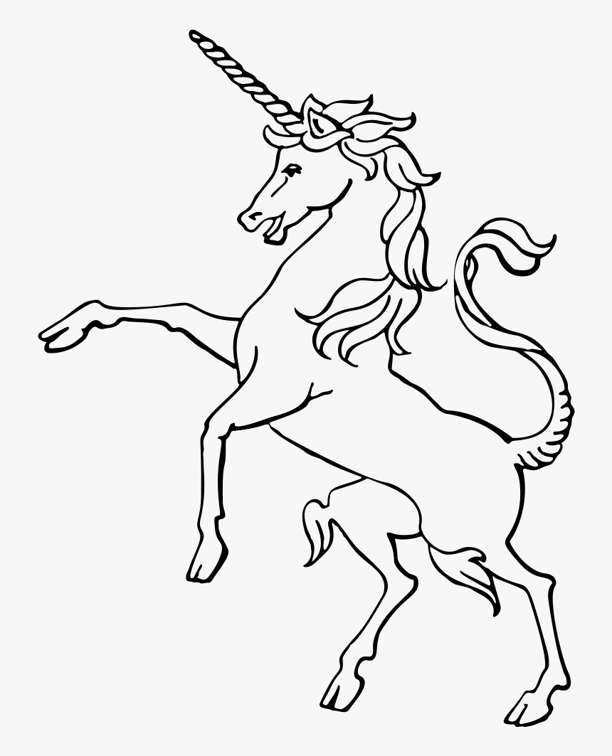 Vintage Unicorn Line Art - Unicorn Black And White, HD Png Download, Free Download