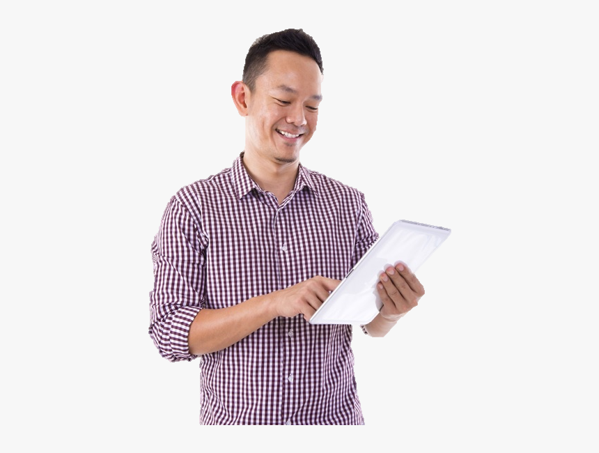 New Young Man With Ipad - Person On Ipad Png, Transparent Png, Free Download