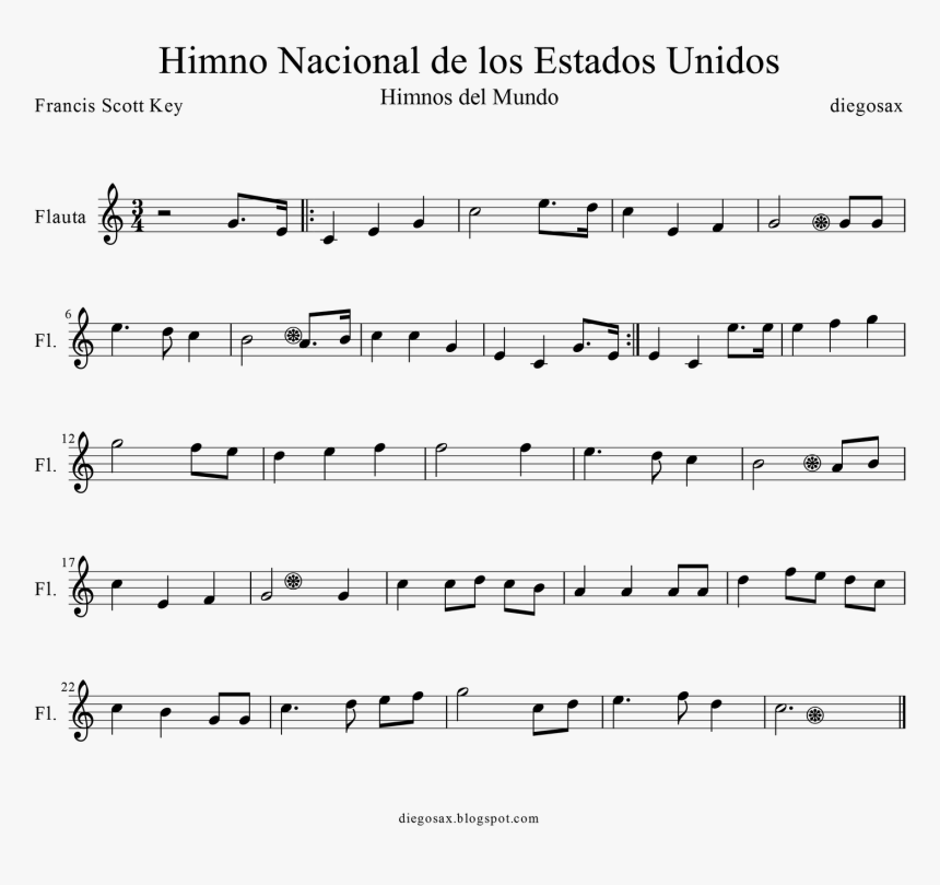 Partitura Del Himno Nacional De Los Estados Unidos - Star Spangled Banner Clarinet Sheet, HD Png Download, Free Download