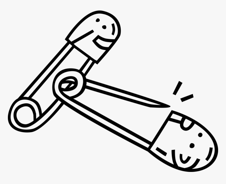 Vector Illustration Of Safety Pin Device Fastens Objects - Line Art, HD Png Download, Free Download