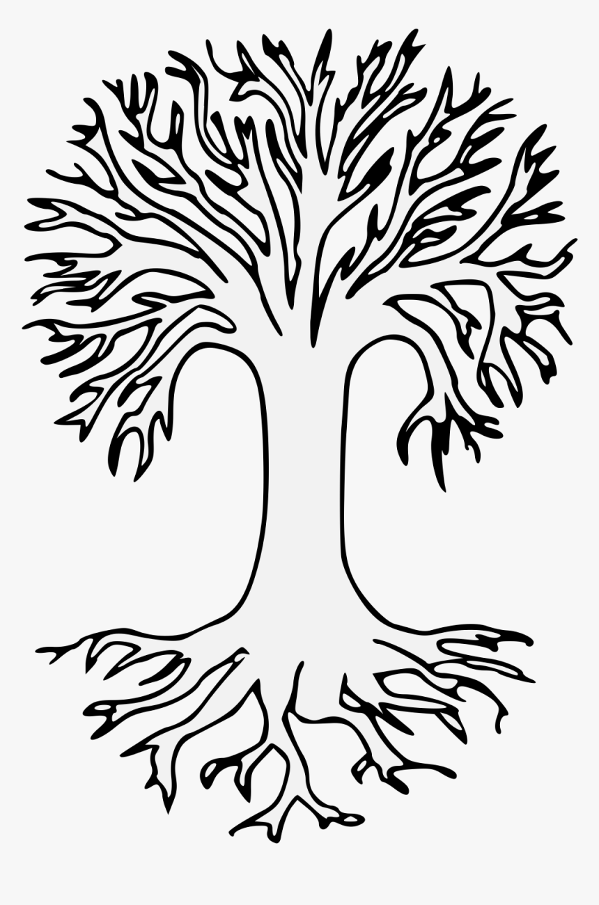 Tree Silhouette At Getdrawings - Bare Tree With Roots, HD Png Download, Free Download