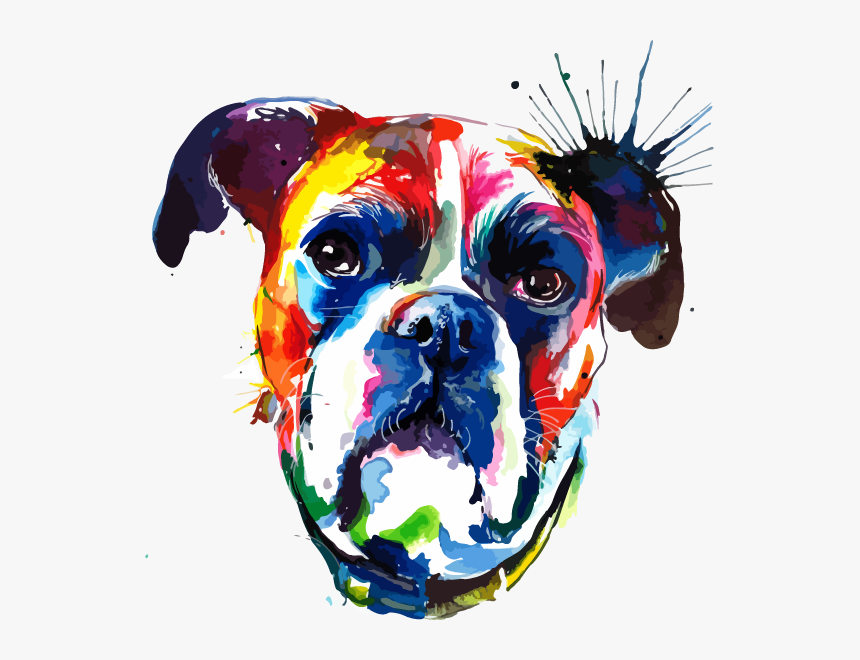 Watercolor Dog Printed Transfers - Boxer Dog Watercolour, HD Png Download, Free Download