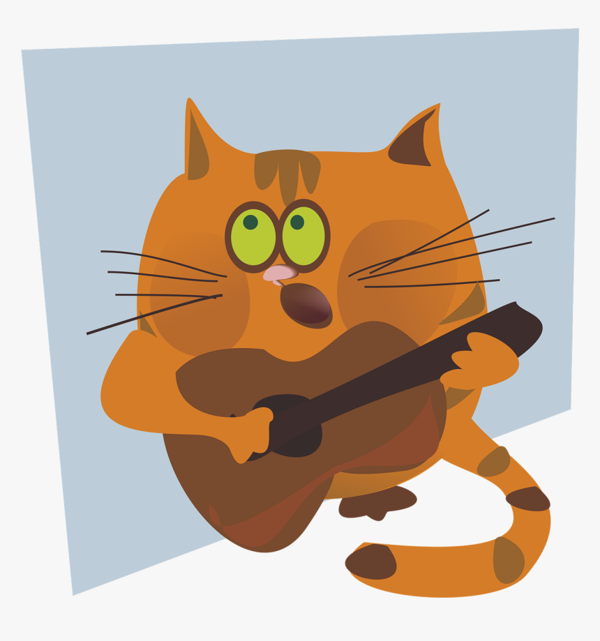 Cat Playing Guitar Cartoon Png, Transparent Png, Free Download