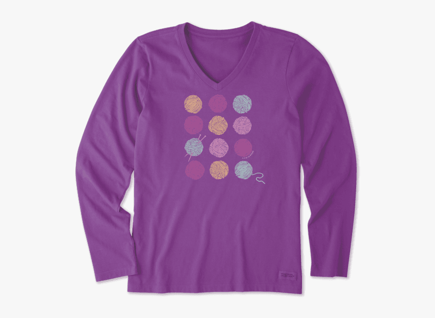 Women"s Knitting Is Good Long Sleeve Crusher Vee - Womens Thanksgiving Shirts Funny, HD Png Download, Free Download