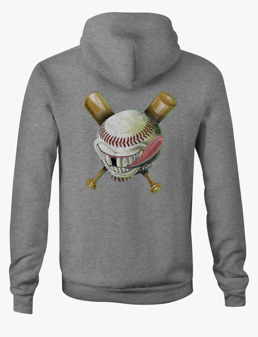 Baseball Zip Up Hoodie Bats Crazy Face Hooded Sweatshirt - Sweatshirt, HD Png Download, Free Download