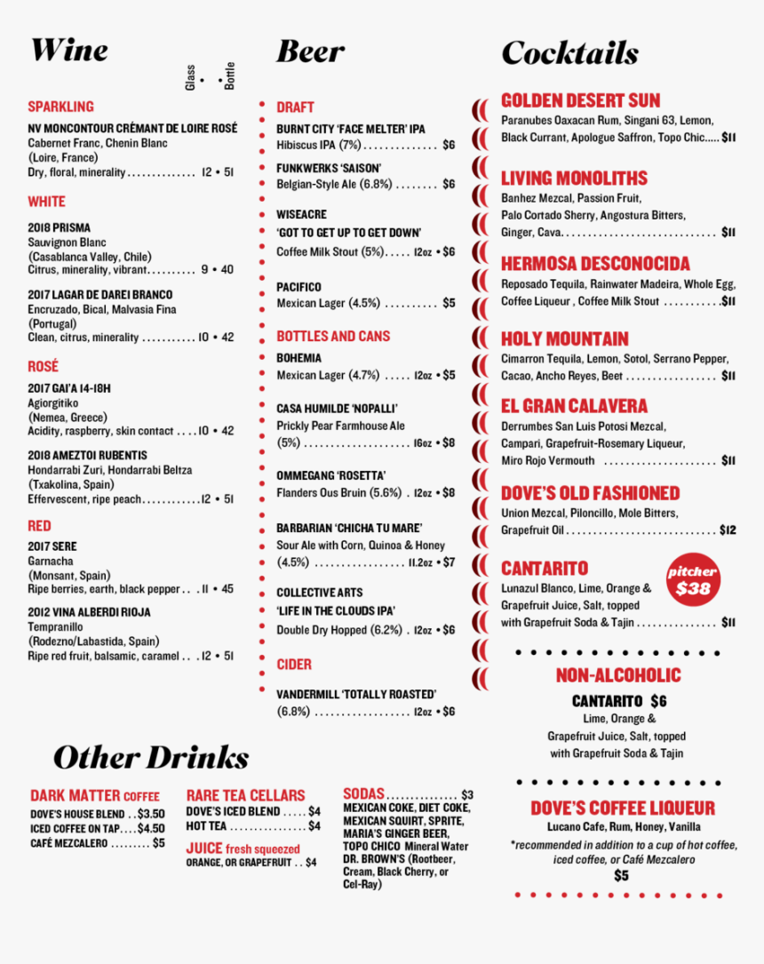 Doves Bar Menu - Troy Bar Menu Bandung, HD Png Download, Free Download