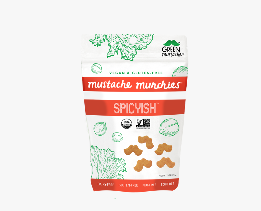 Mustache Munchies "spicyish - Green Mustache Crackers, HD Png Download, Free Download