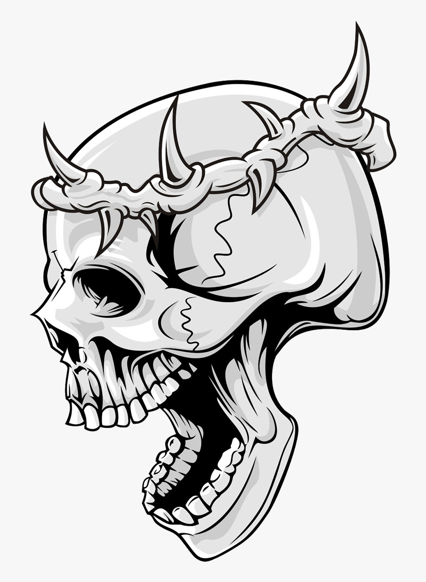 Skull Png Download - Skull With Thorn Crown, Transparent Png, Free Download