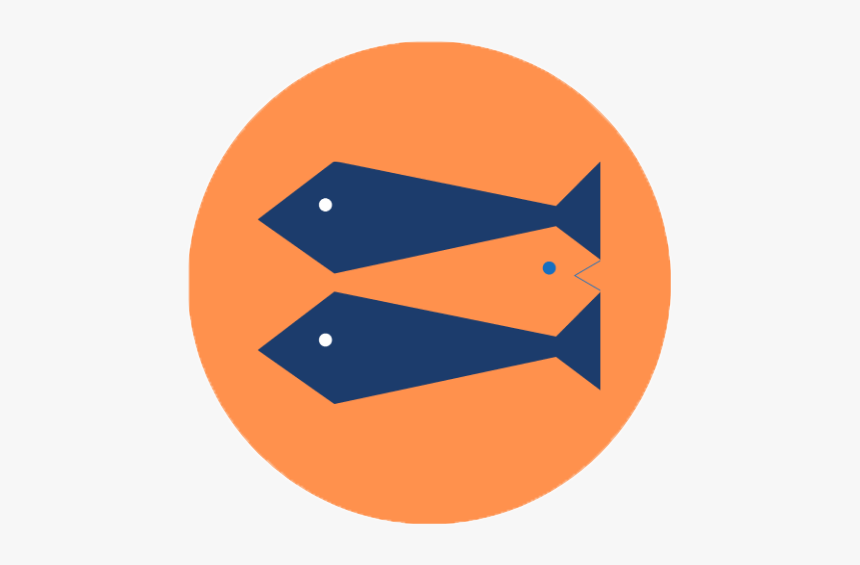 Graphic Of Two Blue Fish With Orange Background - Circle, HD Png Download, Free Download