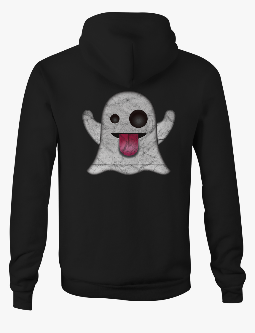 Zip Up Hoodie Ghost Text Emoji Tongue Out Hooded Sweatshirt - Hoodie, HD Png Download, Free Download