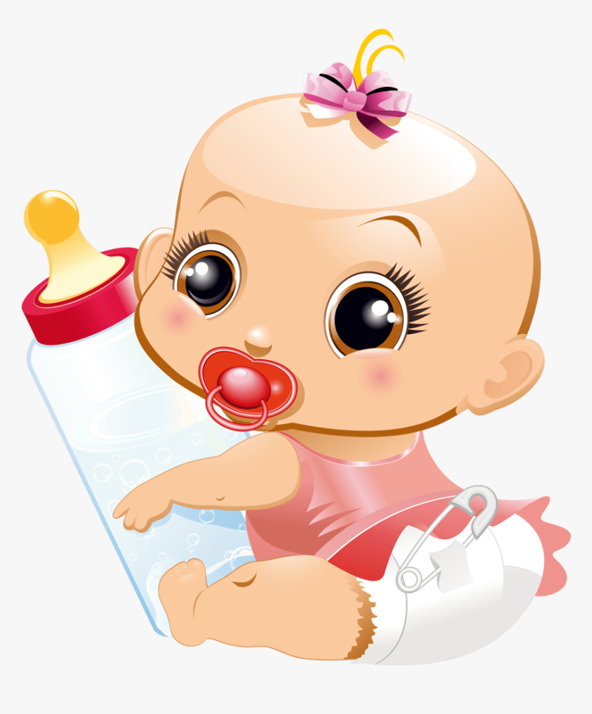 Baby Girl Clip Art - Bebe Con Biberon Animado, HD Png Download - kindpng