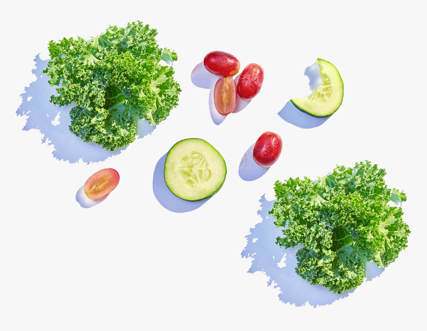 Layout Of Grapes, Lettuce, And Cucumber Slices - Natural Foods, HD Png Download, Free Download