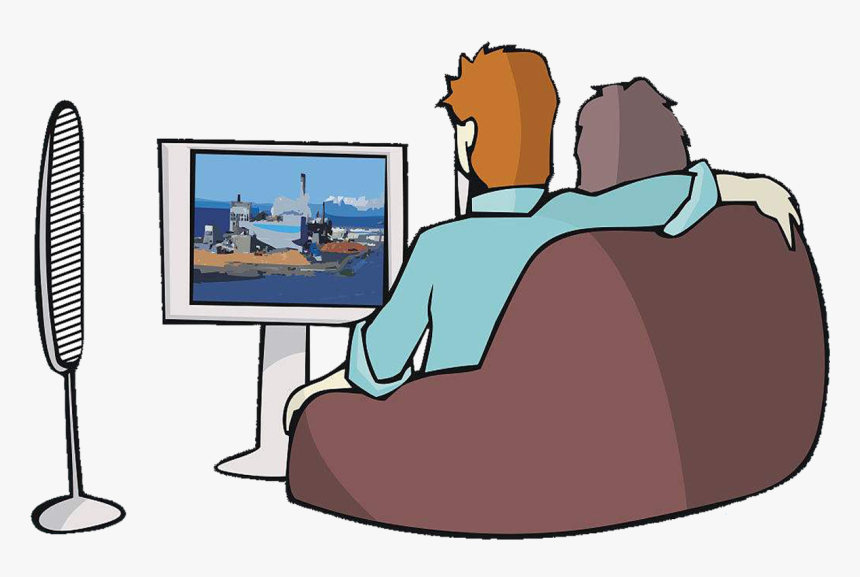Transparent Clipart Tvs - Old Couple Watching Tv Cartoon, HD Png Download, Free Download
