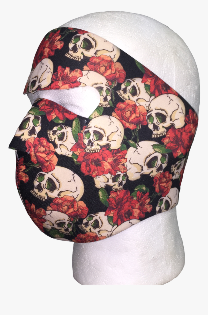 Skull And Roses Full Face Mask - Poppy, HD Png Download, Free Download