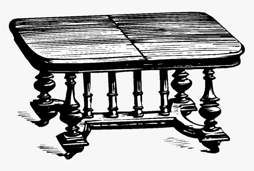 Table, Vintage, Folding, Furniture, Clip Art, Old - Monochrome, HD Png Download, Free Download