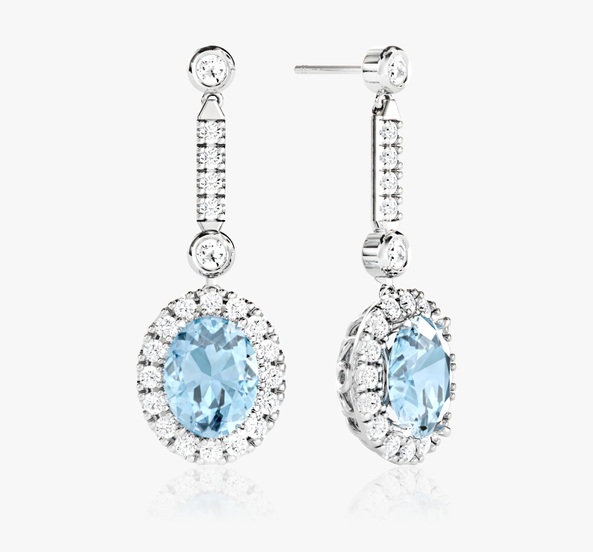 Aquamarine Oval Halo Drop Earrings - Earrings, HD Png Download, Free Download