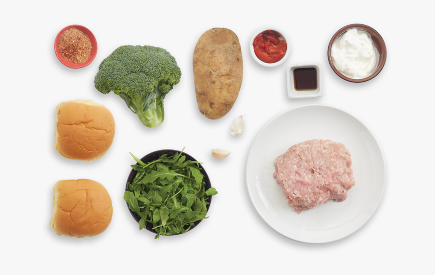 Smoky Pork Burgers With Roasted Vegetables & Piquillo - Broccoli, HD Png Download, Free Download